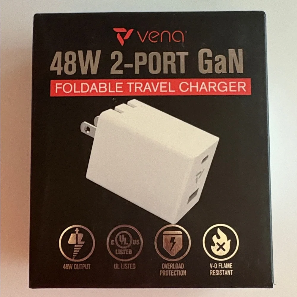 Vena 48W 2-Port USB-C + USB-A Wall Charger Fast Charging Foldable Travel Charger